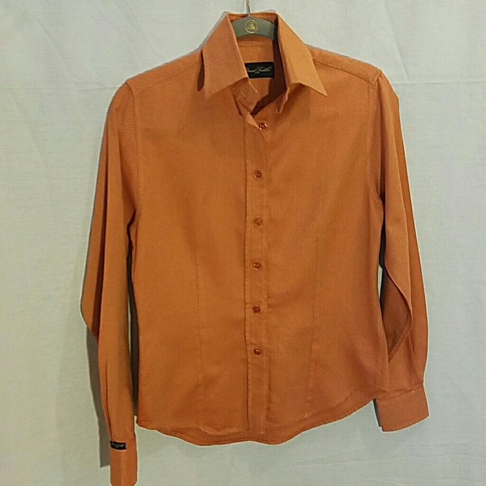 David Saddler Sz 44 Orange Darted Button Front